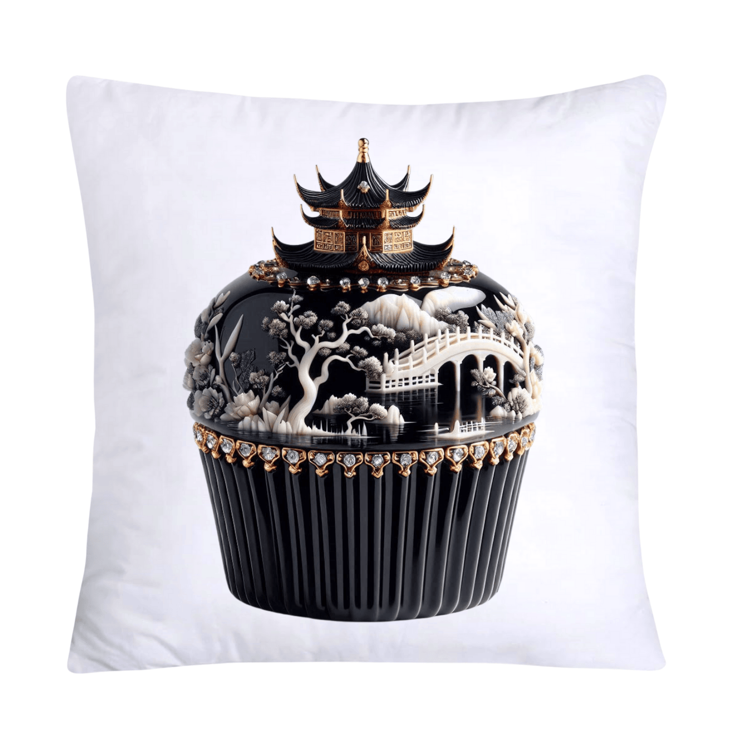 Black Willow Chinoiserie Cupcake 18x18 Throw Pillow Covers-6000