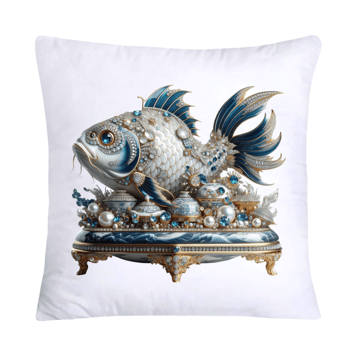 Blue Willow Stunning Koi Fish Pillow Covers 18x18-5118