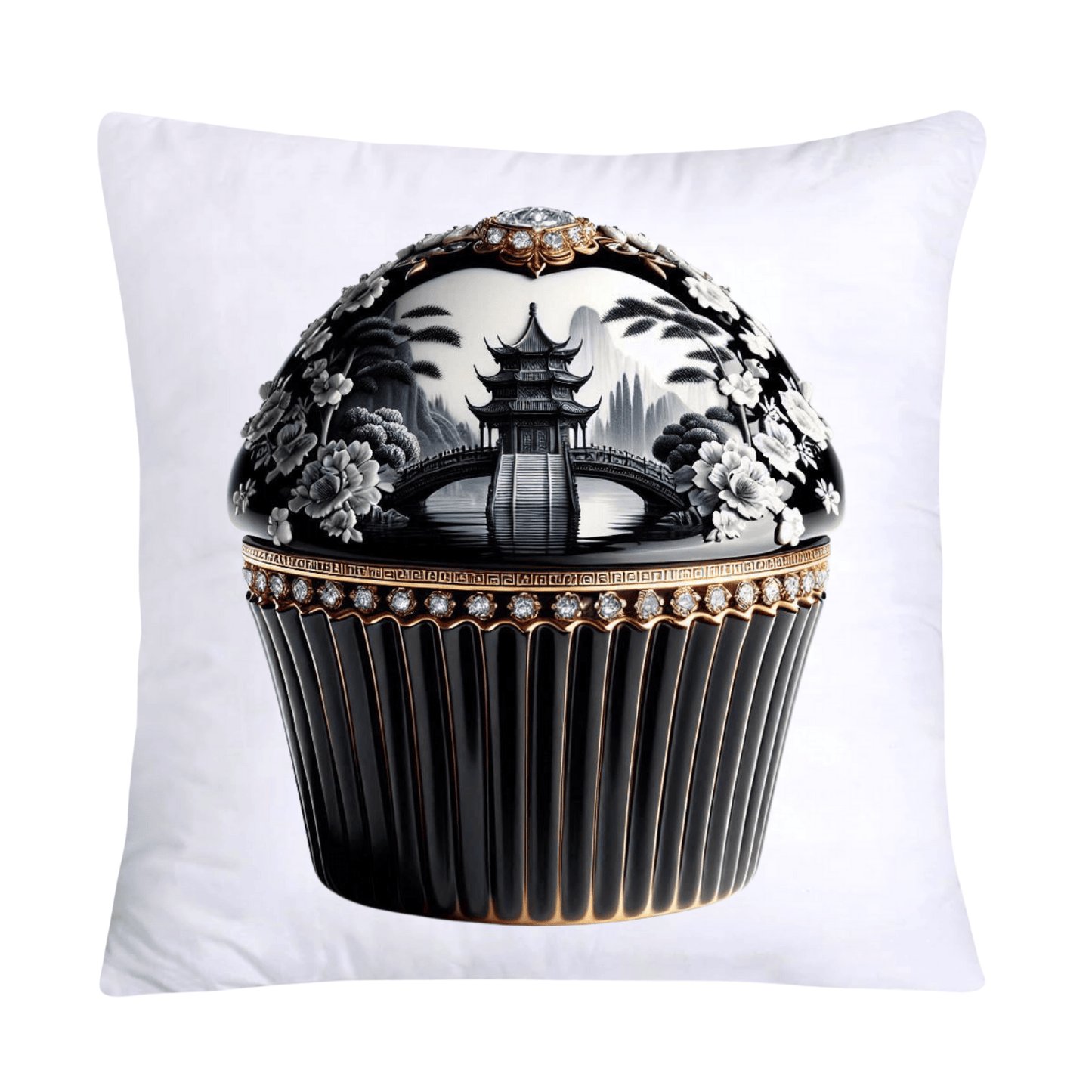 Black Willow Chinoiserie Cupcake 18x18 Throw Pillow Covers-5970