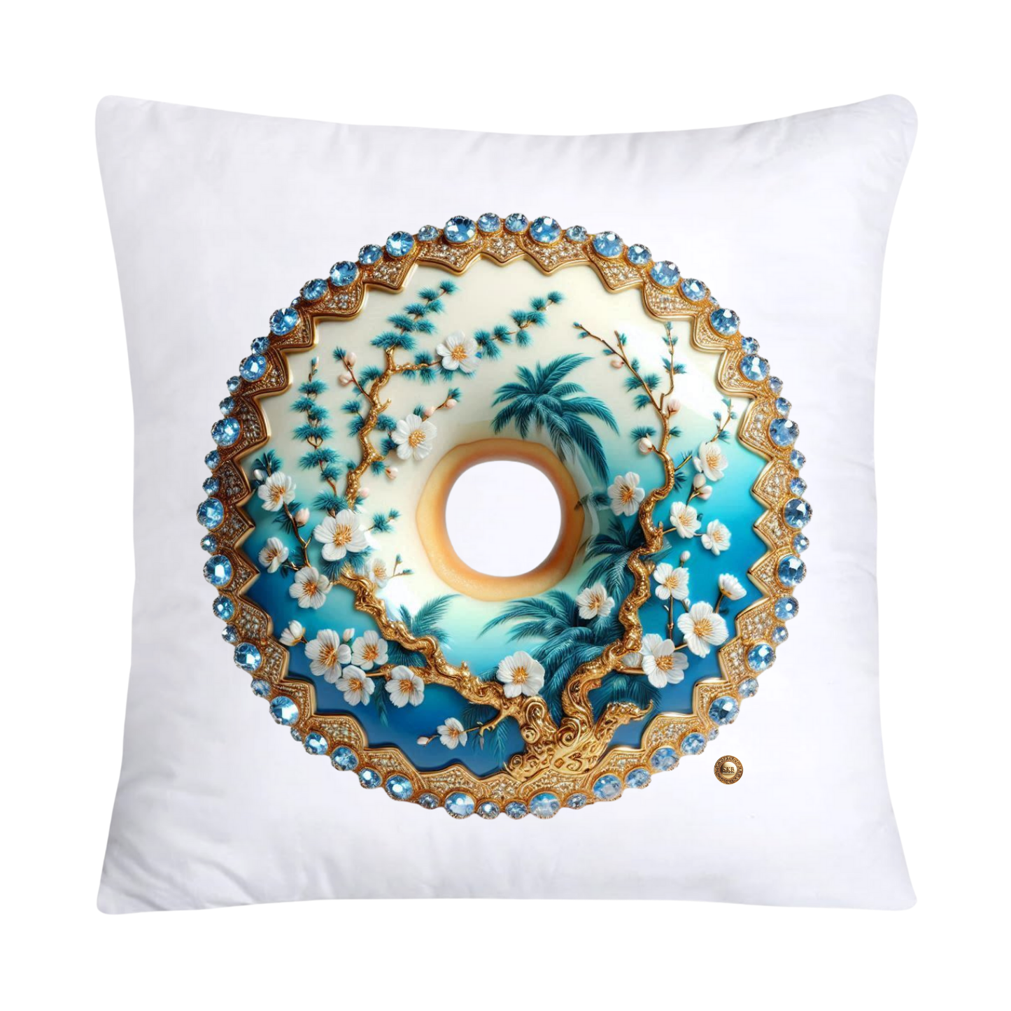 Blue Willow Whimsical Donut Throw Pillow Covers 18X18-2212
