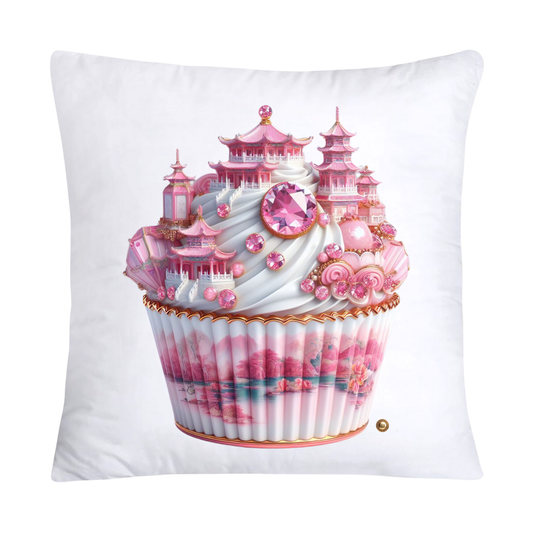 Pink Willow Chinoiserie Decorative Cupcake Throw Pillow Cover 18x18-2422