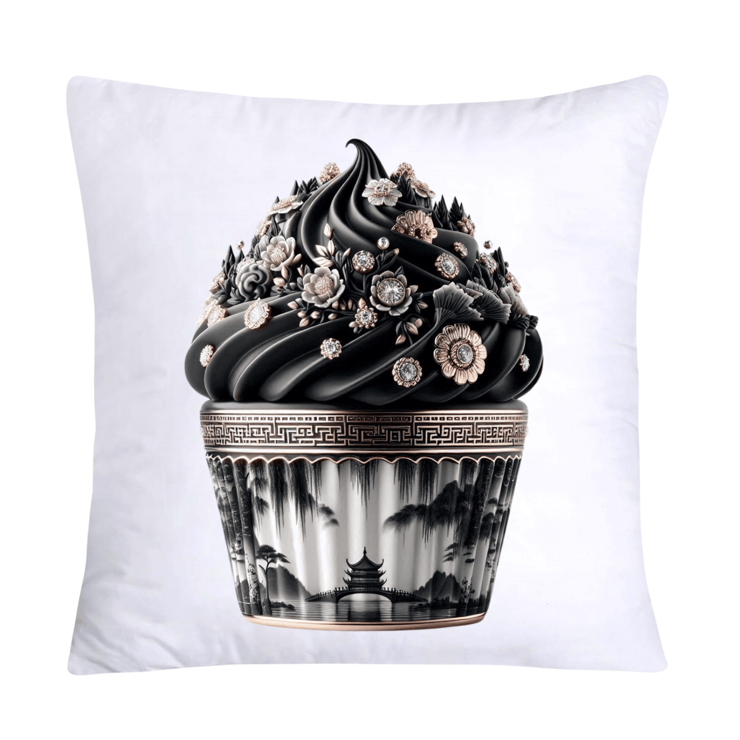 Black Willow Chinoiserie Cupcake 18x18 Throw Pillow Covers-5986