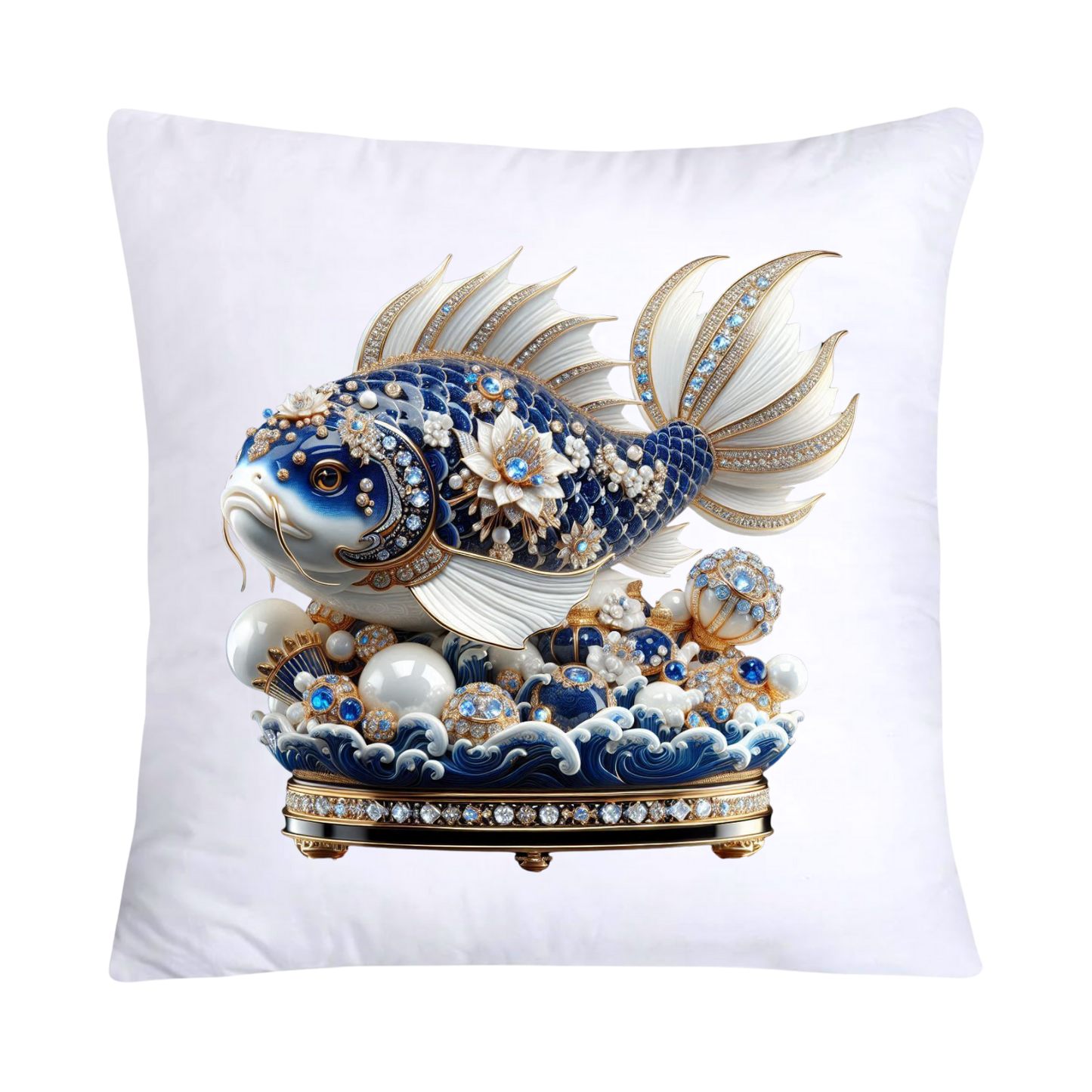Blue Willow Stunning Koi Fish Pillow Covers 18x18-5096