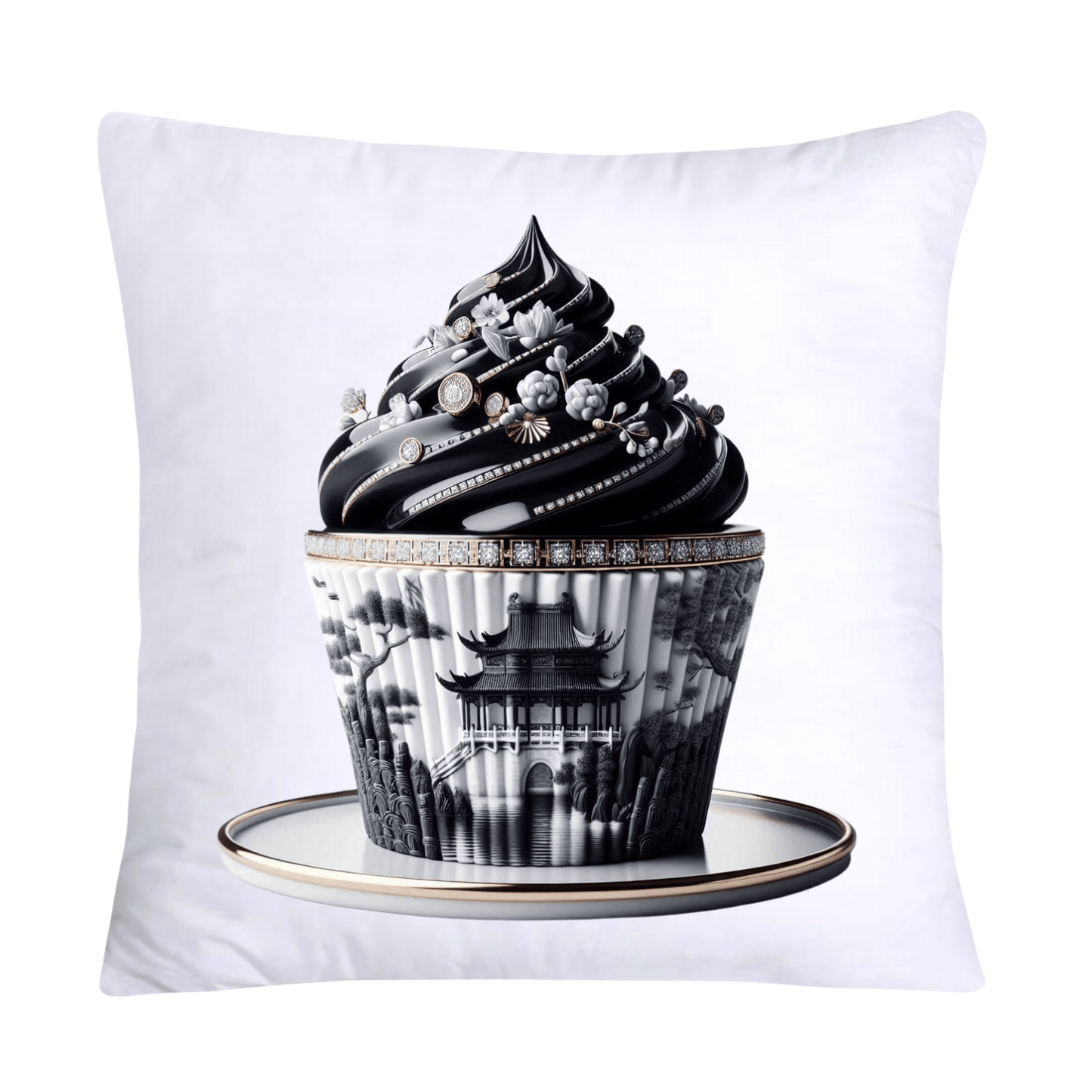 Black Willow Chinoiserie Cupcake 18x18 Throw Pillow Covers-5998