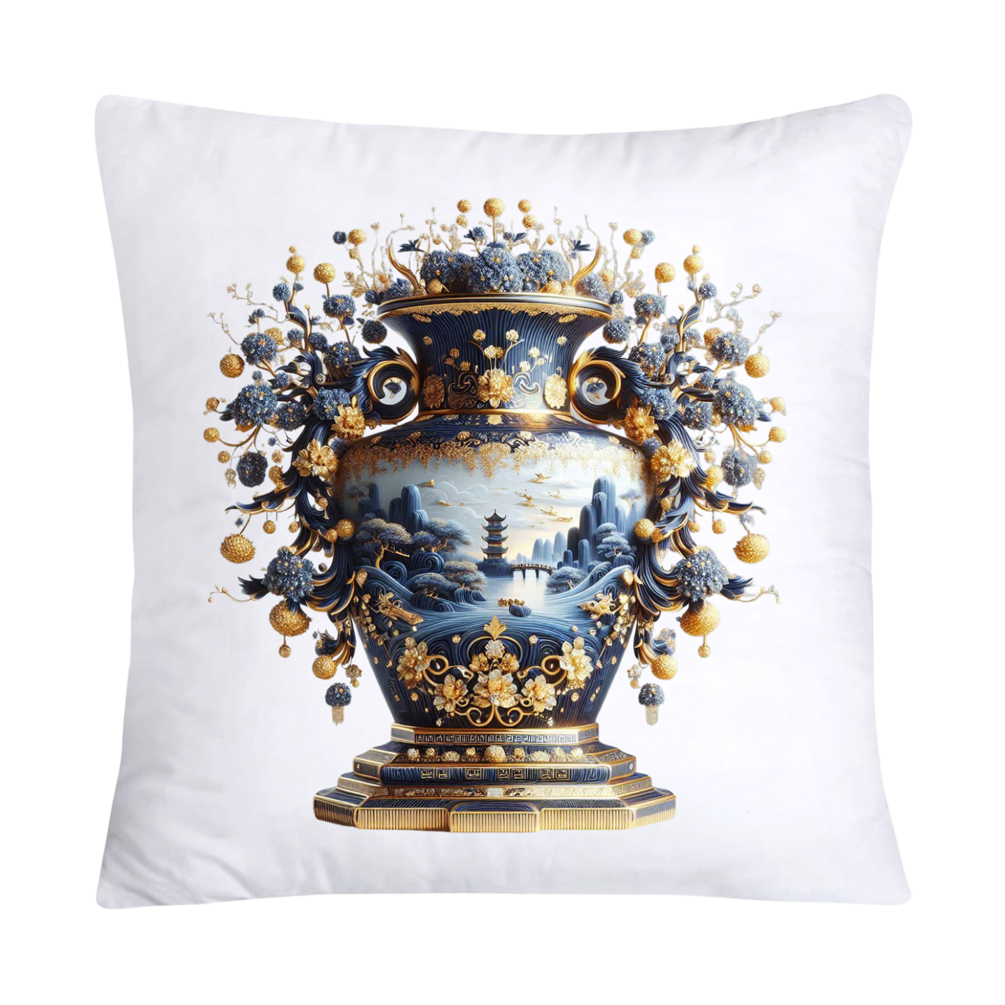 Blue Willow Chinoiserie Elegant Vase 18x18 Pillow Covers-114