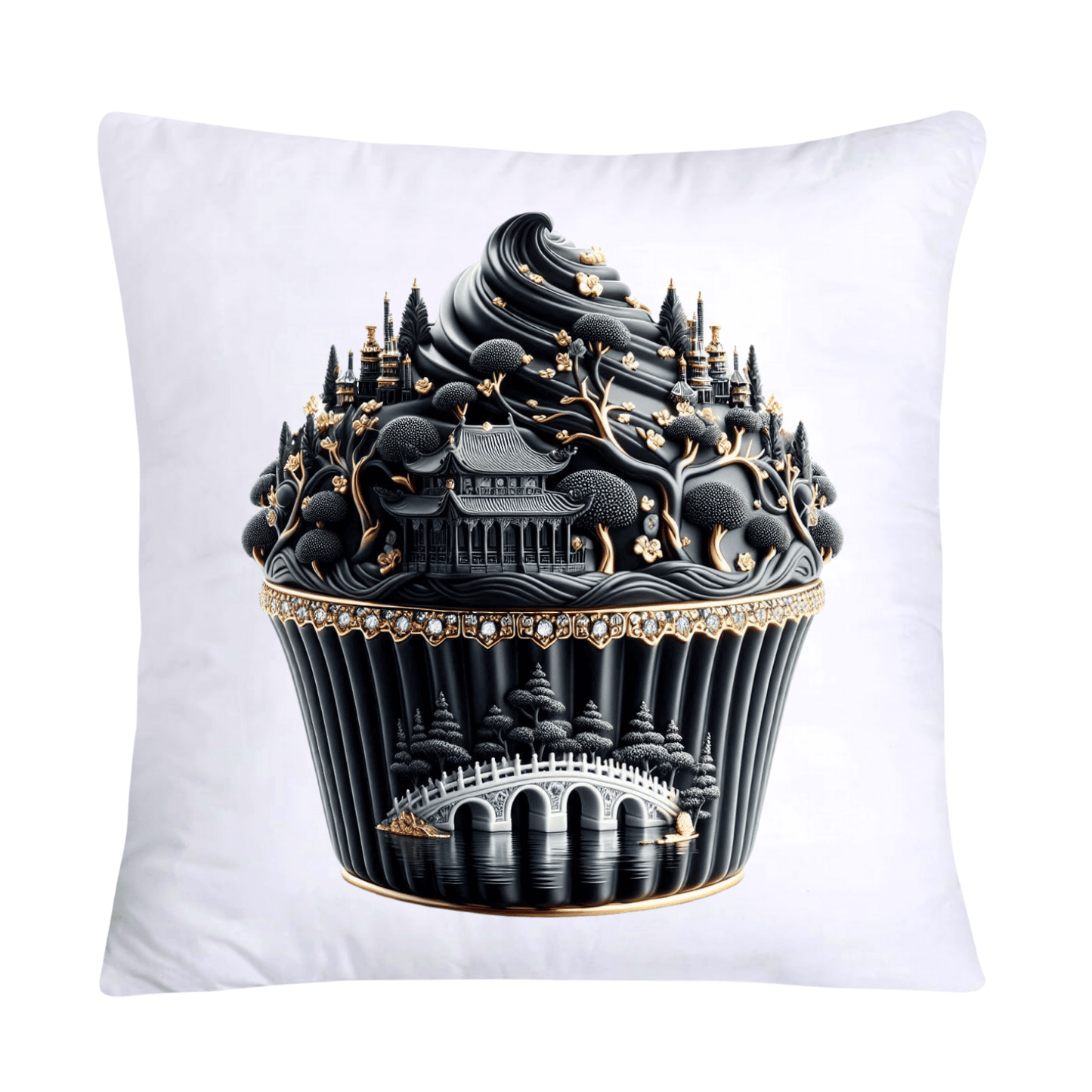 Black Willow Chinoiserie Cupcake 18x18 Throw Pillow Covers-5992