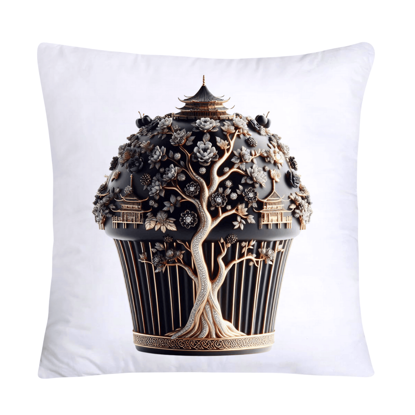 Black Willow Chinoiserie Cupcake 18x18 Throw Pillow Covers-5968