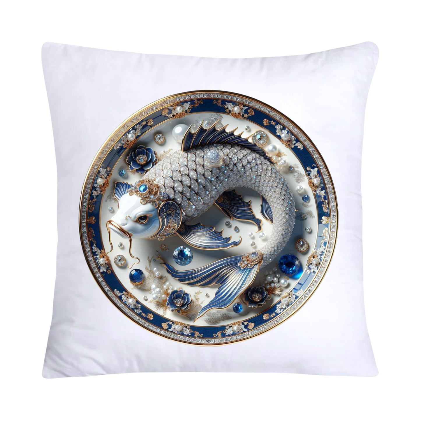 Blue Willow Stunning Koi Fish Pillow Covers 18x18-5148