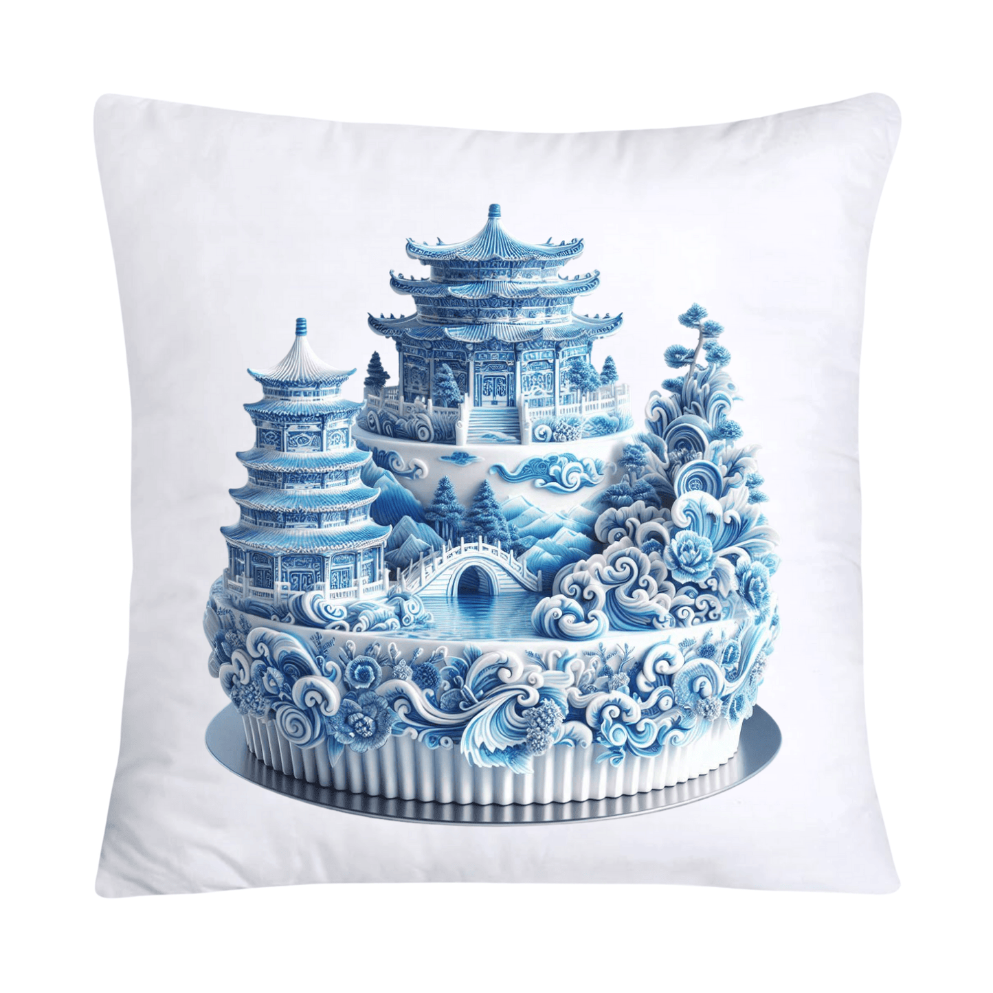 Blue Willow Sweet Cake 18x18 Pillow Covers-4881