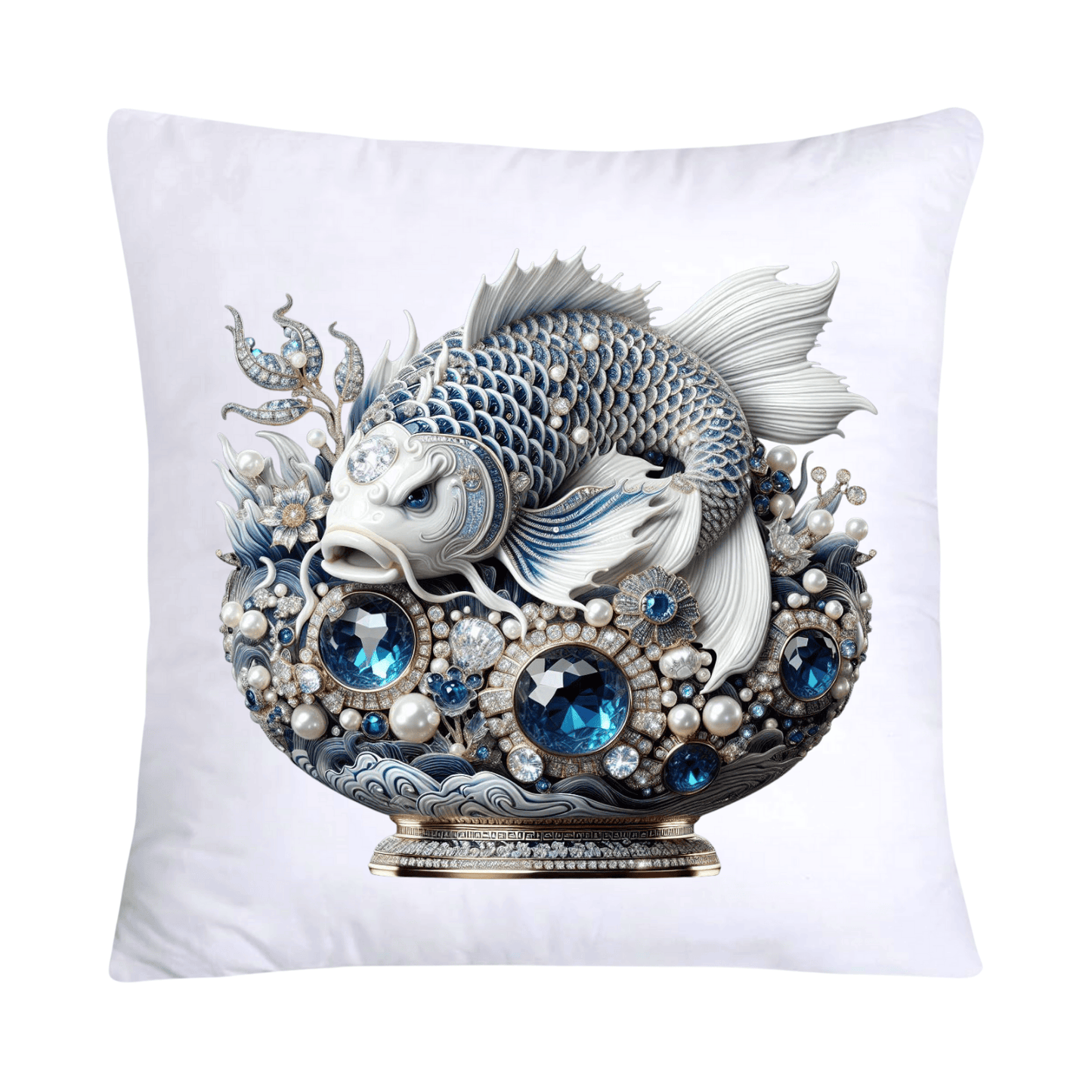 Blue Willow Stunning Koi Fish Pillow Covers 18x18-5135