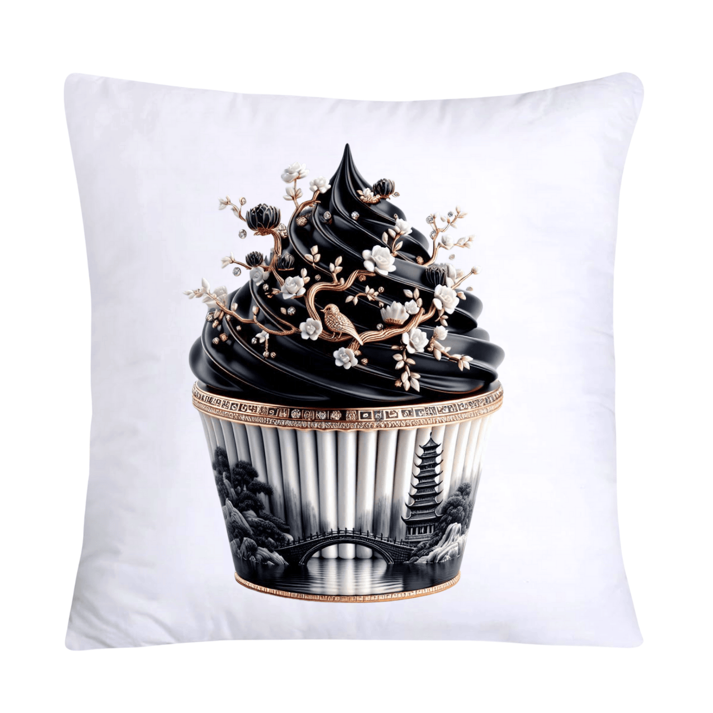Black Willow Chinoiserie Cupcake 18x18 Throw Pillow Covers-5995