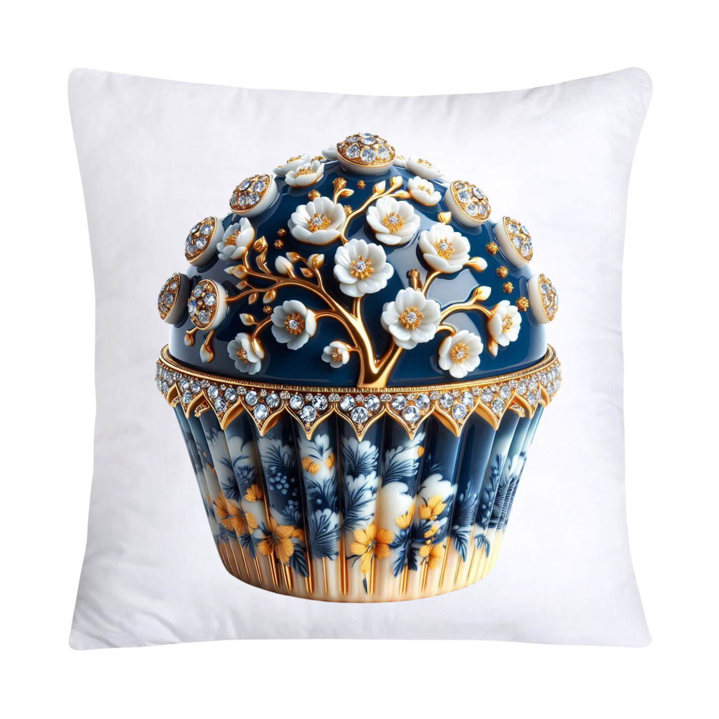 Blue and Yellow Willow 18x18 Chinoiserie Cupcake Throw Pillow Covers-5027