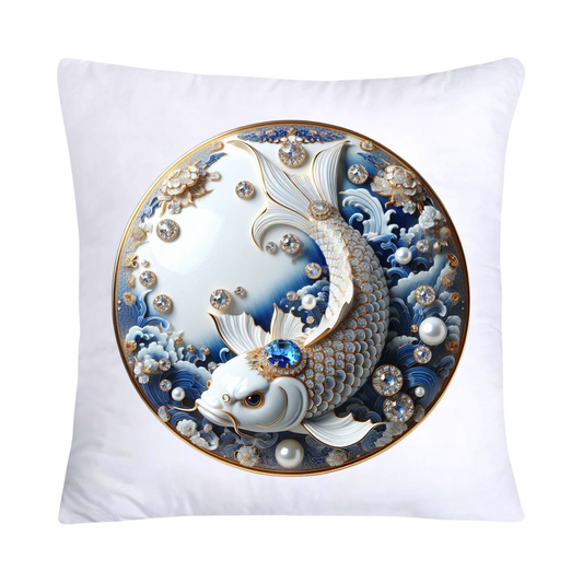 Blue Willow Stunning Koi Fish Pillow Covers 18x18-5099