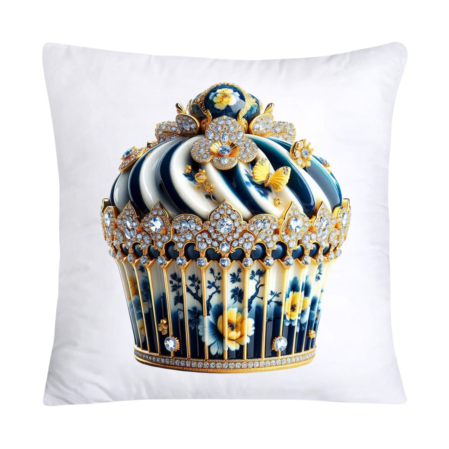 Blue and Yellow Willow 18x18 Chinoiserie Cupcake Throw Pillow Covers-5033