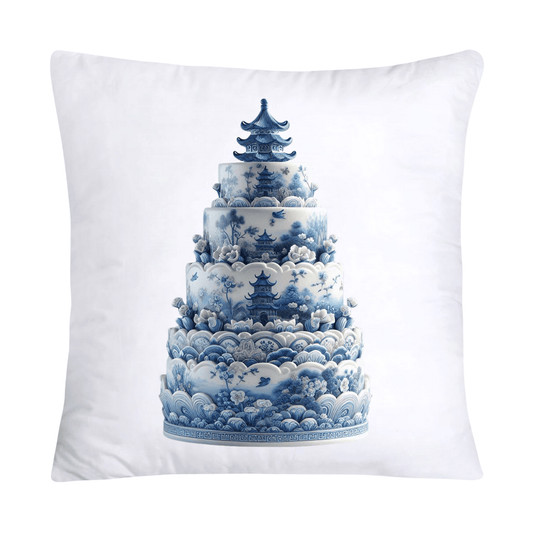 Blue Willow Chinoiserie Stunning Cake Throw Pillow Covers-6106