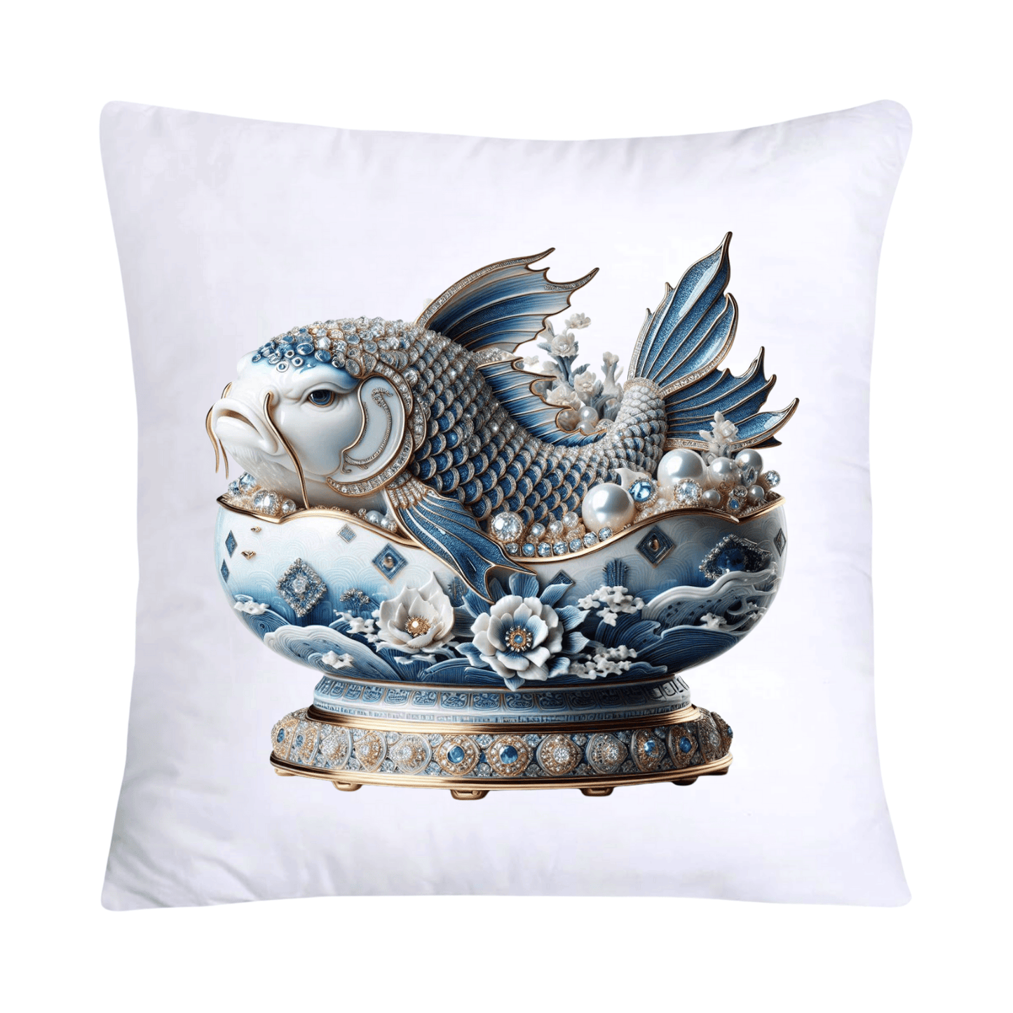 Blue Willow Stunning Koi Fish Pillow Covers 18x18-5152