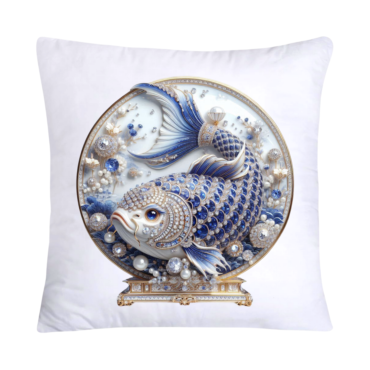 Blue Willow Stunning Koi Fish Pillow Covers 18x18-5076