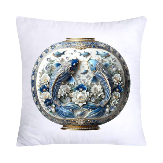 Blue Willow Stunning Koi Fish Pillow Covers 18x18-5161