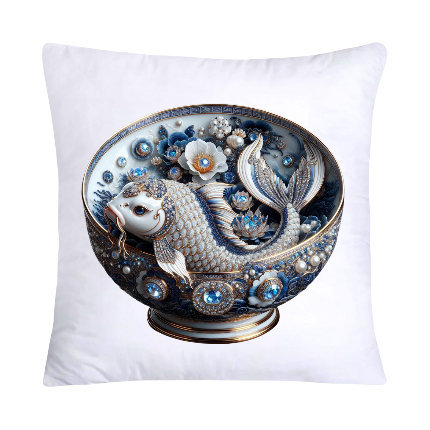 Blue Willow Stunning Koi Fish Pillow Covers 18x18-5132