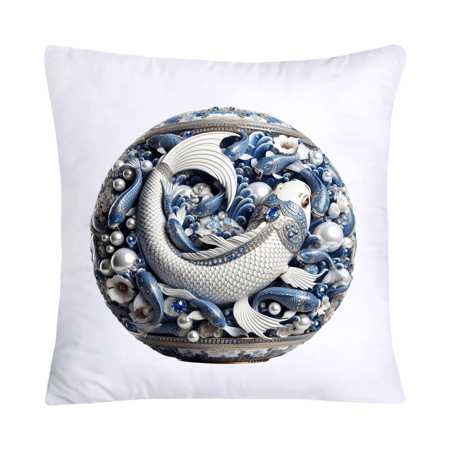 Blue Willow Stunning Koi Fish Pillow Covers 18x18-5104