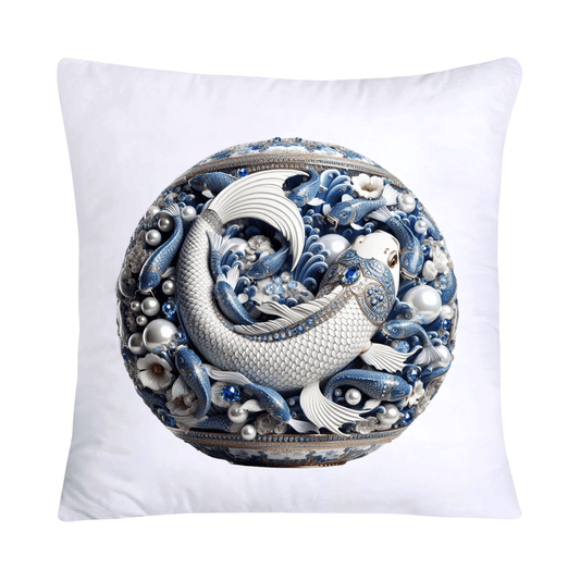 Blue Willow Stunning Koi Fish Pillow Covers 18x18-5104