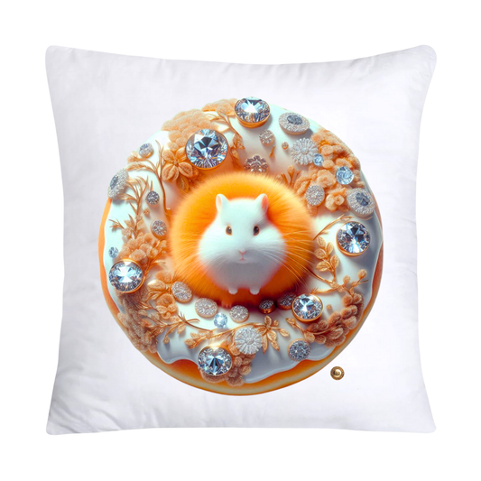 Orange Whimsical Hamster in Donut Hole Pillow Covers 18X18-2175