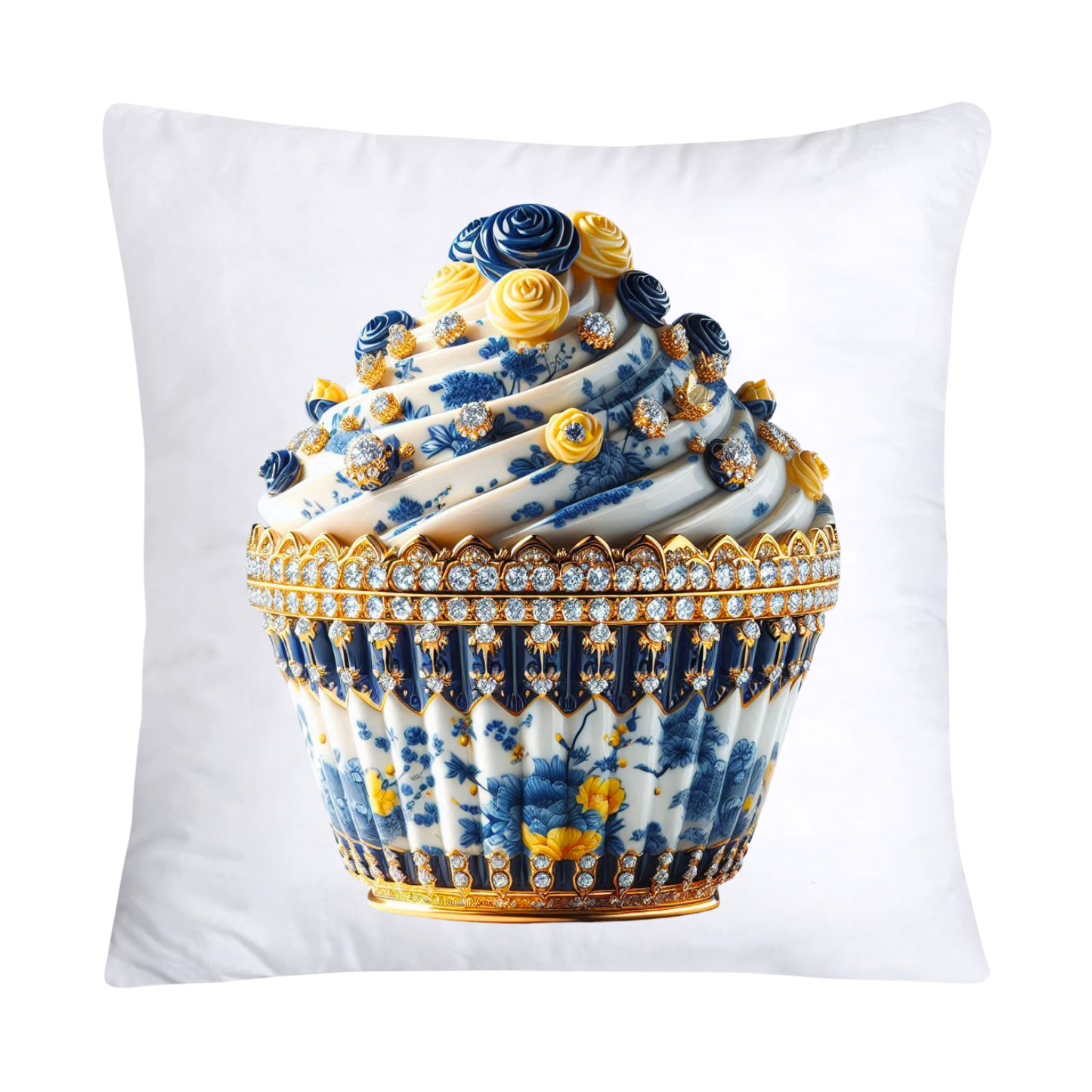 Blue and Yellow Willow 18x18 Chinoiserie Cupcake Throw Pillow Covers-5036