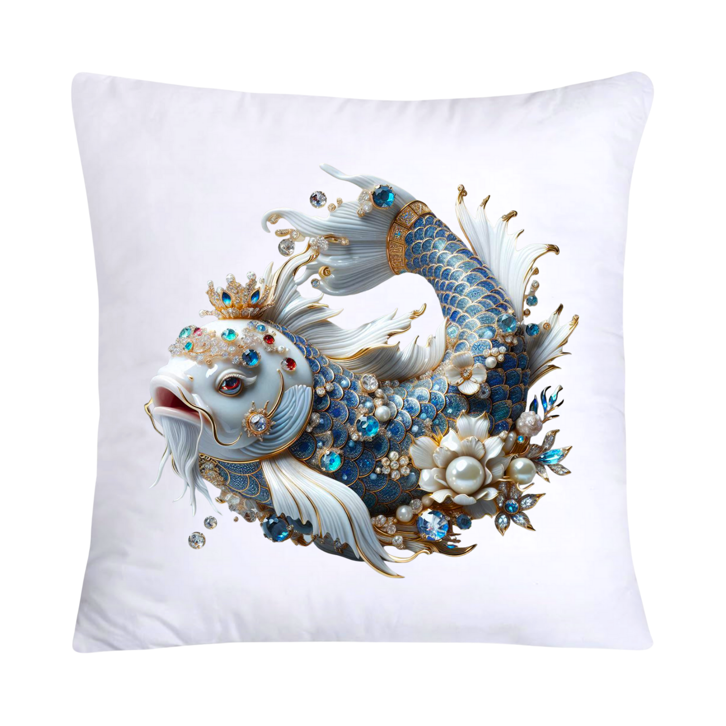 Blue Willow Stunning Koi Fish Pillow Covers 18x18-5149