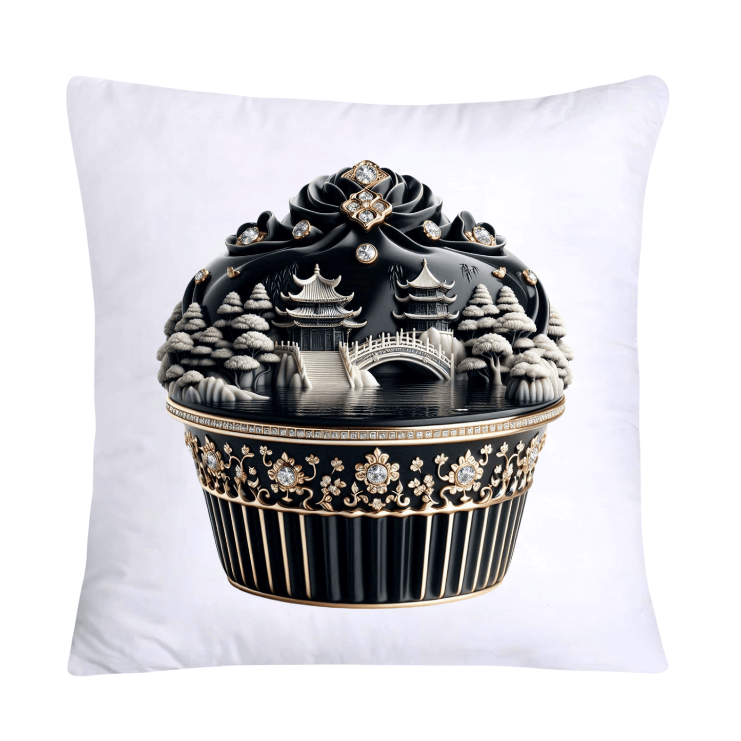 Black Willow Chinoiserie Cupcake 18x18 Throw Pillow Covers-6007