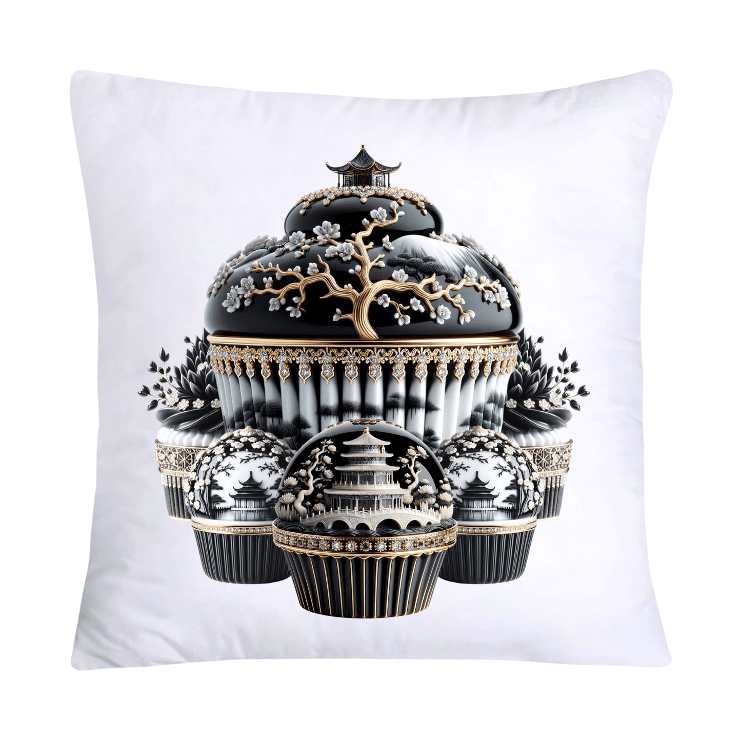 Black Willow Chinoiserie Cupcake 18x18 Throw Pillow Covers-5972