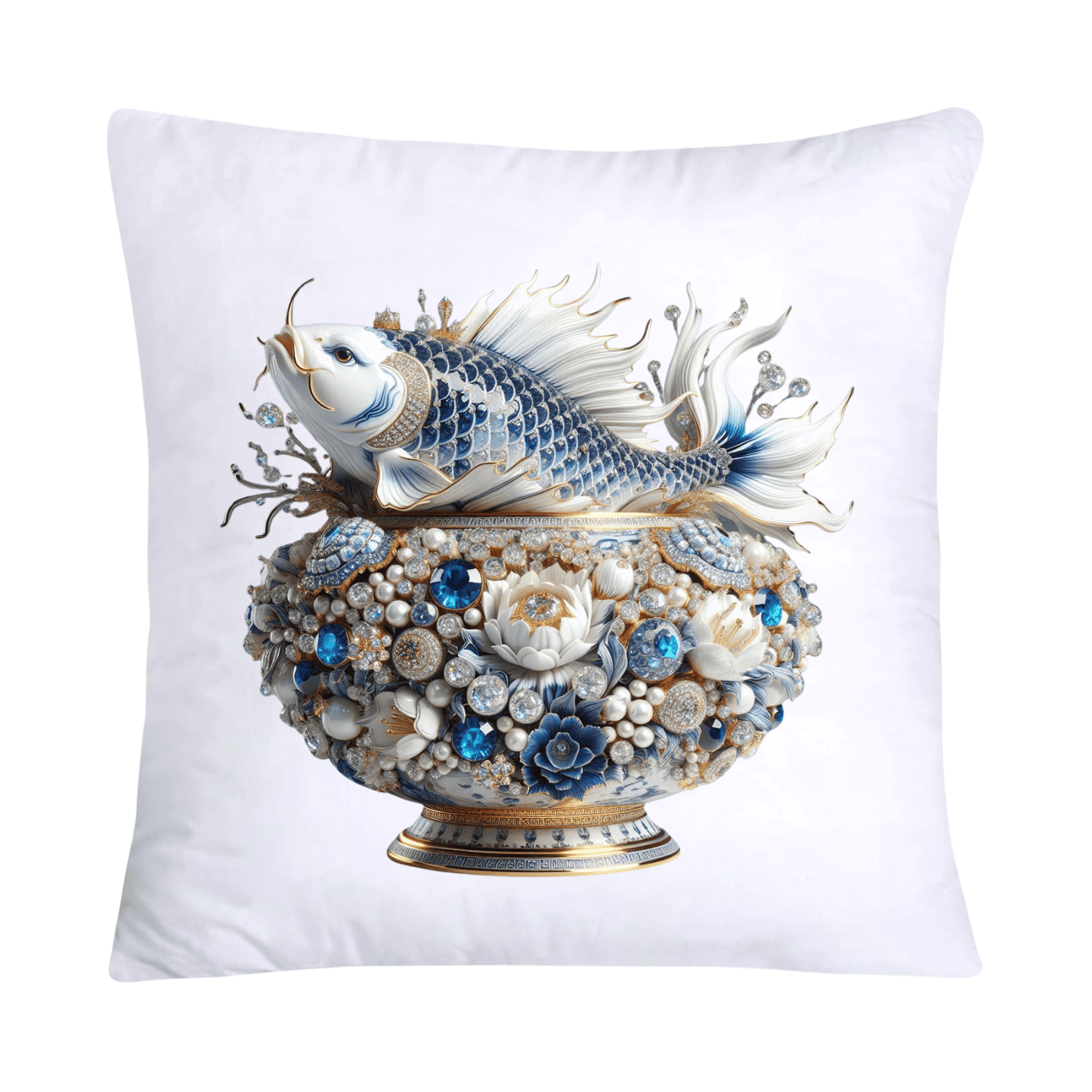 Blue Willow Stunning Koi Fish Pillow Covers 18x18-5155