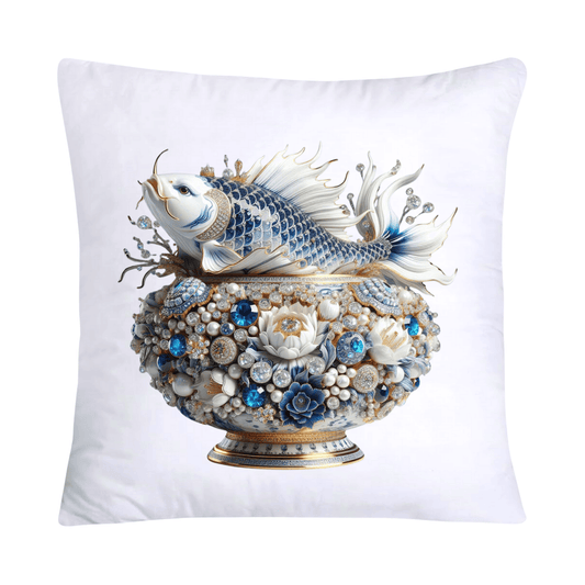 Blue Willow Stunning Koi Fish Pillow Covers 18x18-5155