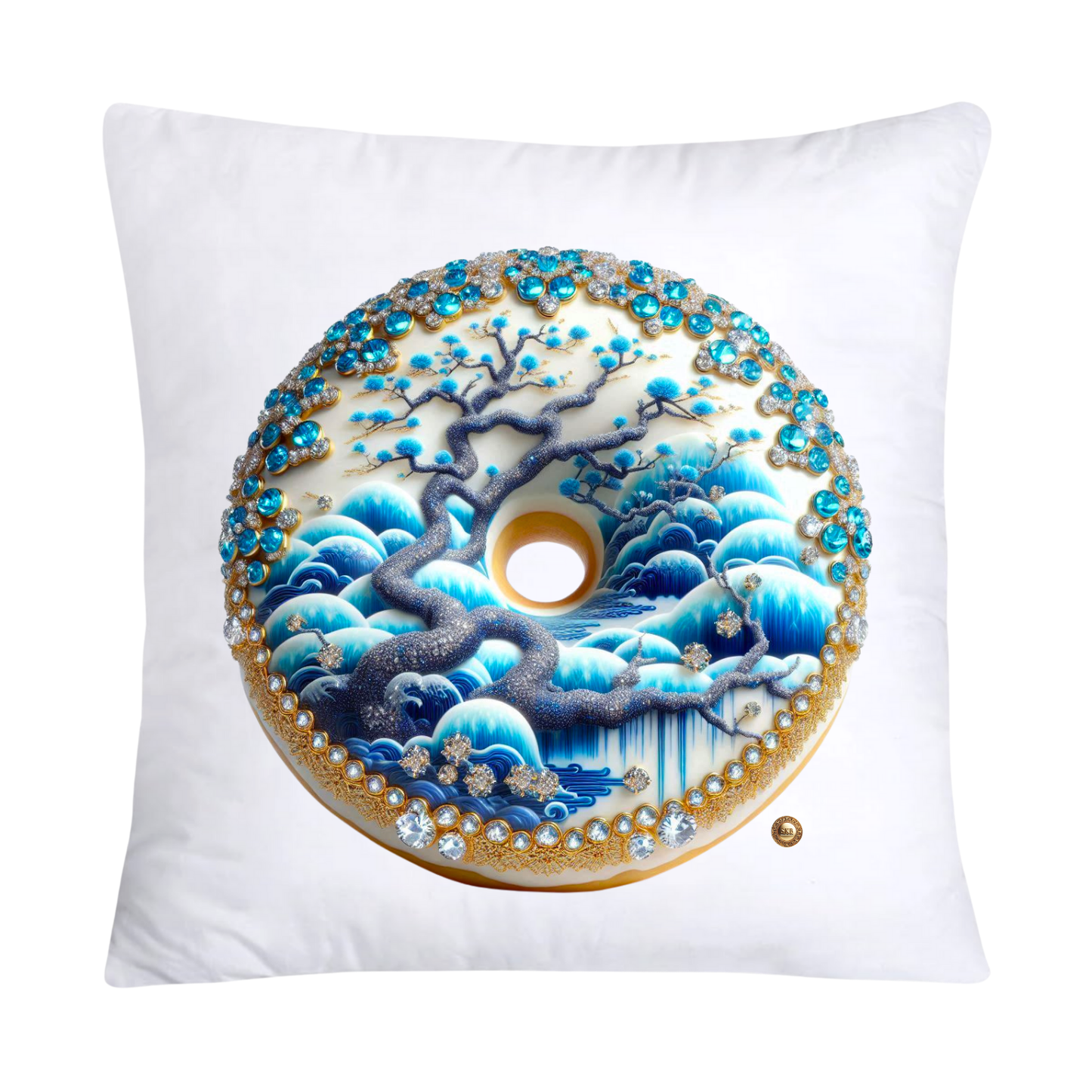 Blue Willow Whimsical Donut Throw Pillow Covers 18X18-2094