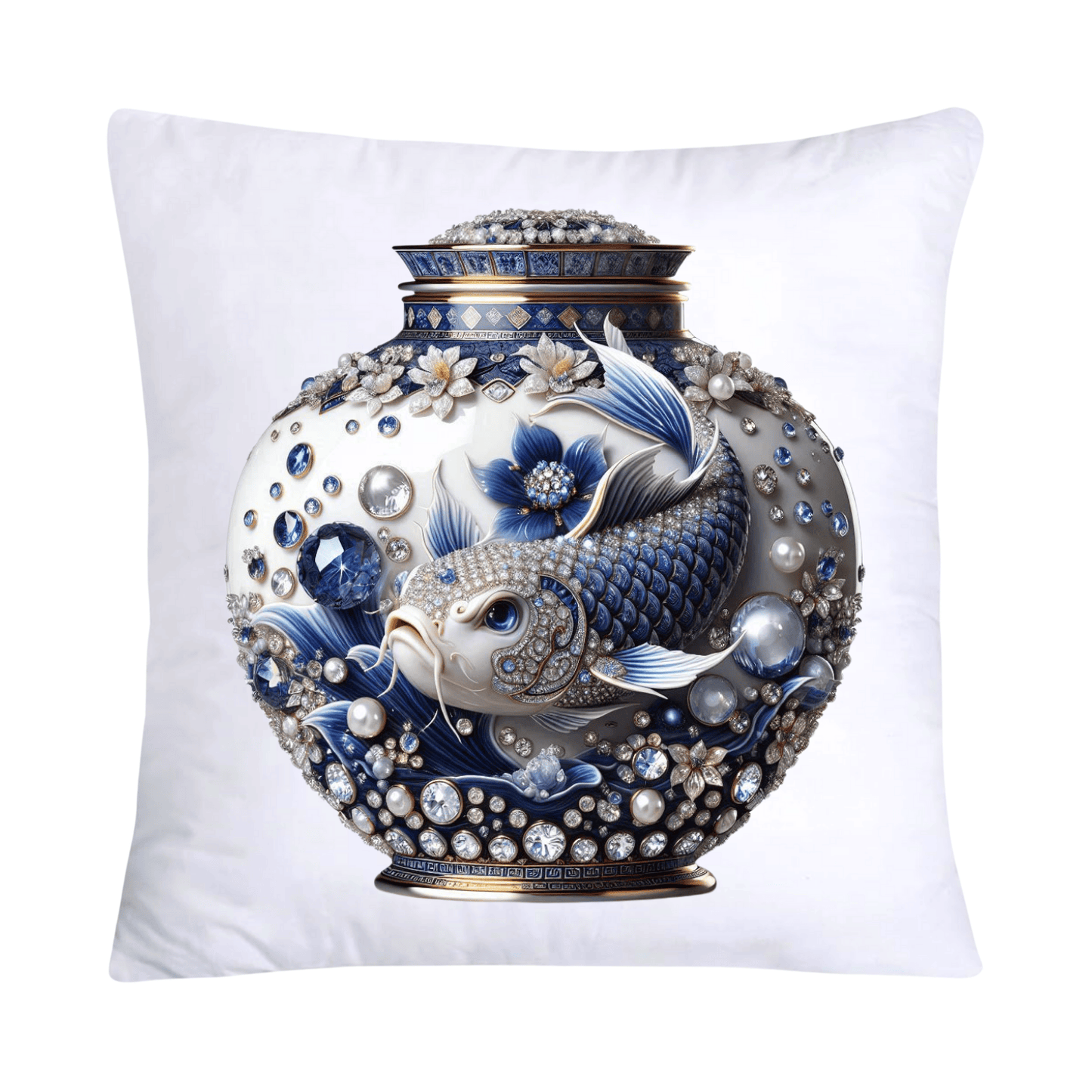 Blue Willow Stunning Koi Fish Pillow Covers 18x18-5110