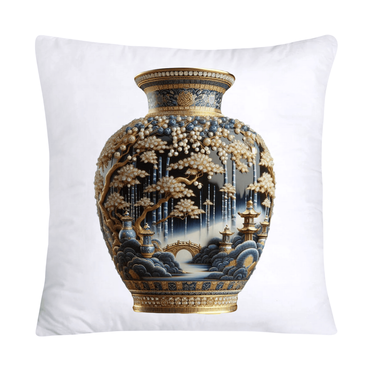 Blue Willow Chinoiserie Elegant Vase 18x18 Pillow Covers-119