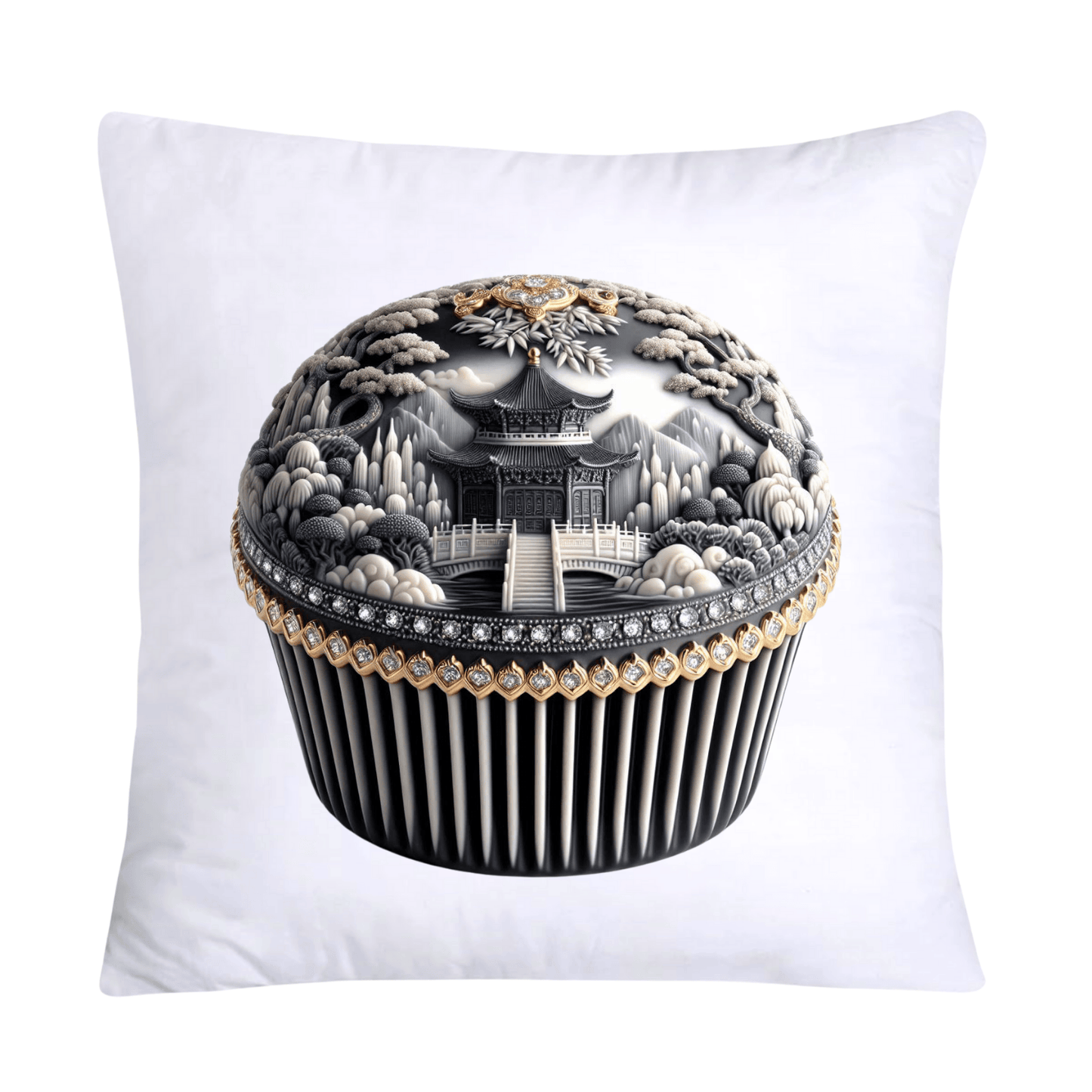 Black Willow Chinoiserie Cupcake 18x18 Throw Pillow Covers-6002