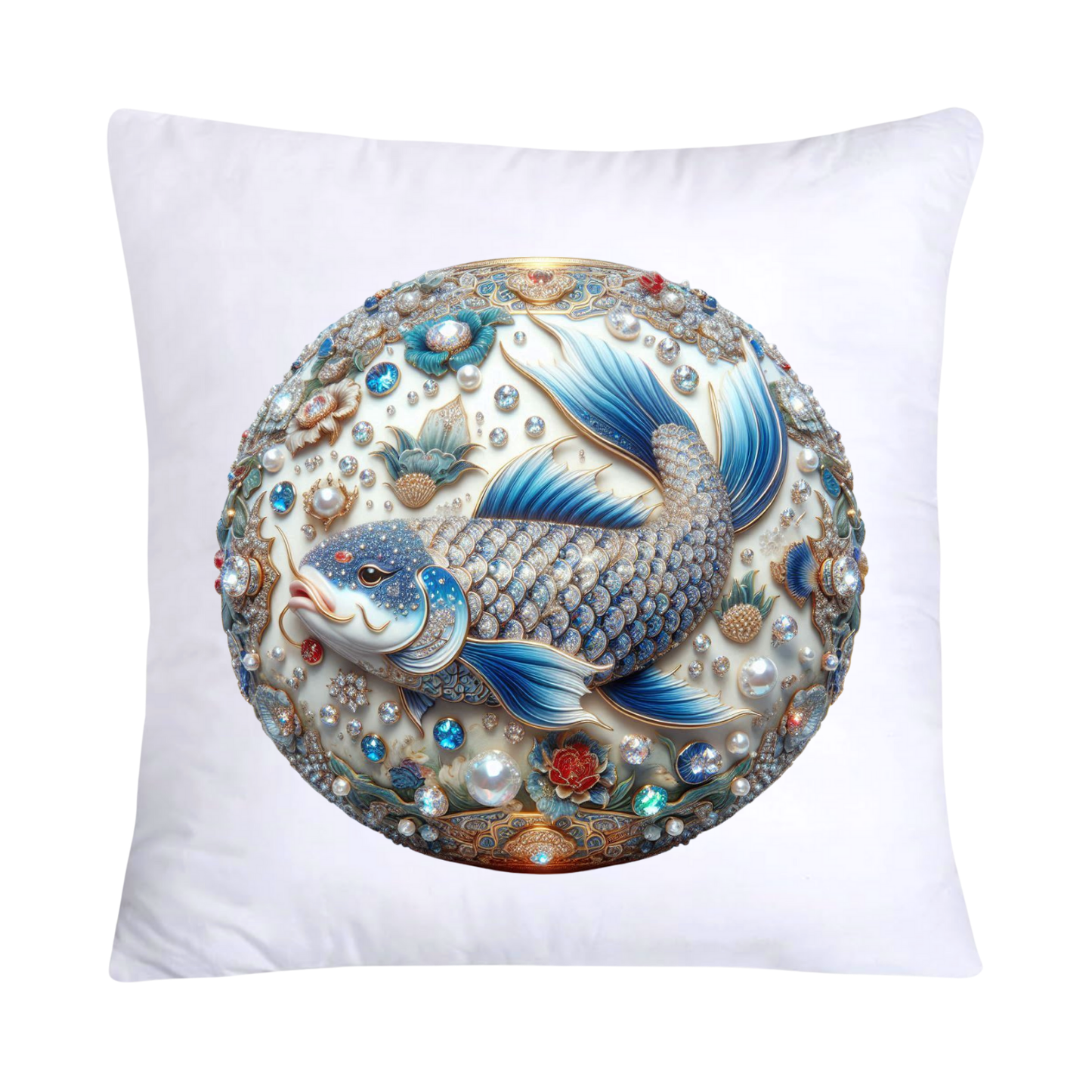 Blue Willow Stunning Koi Fish Pillow Covers 18x18-5162