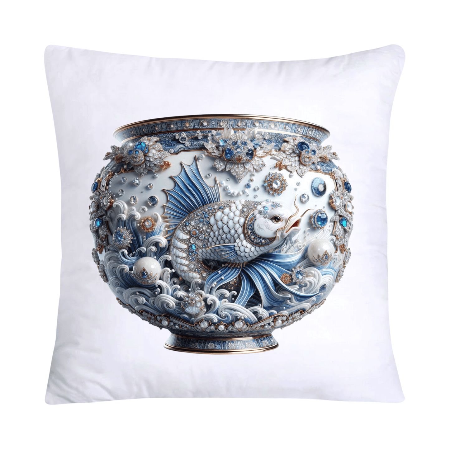 Blue Willow Stunning Koi Fish Pillow Covers 18x18-5137