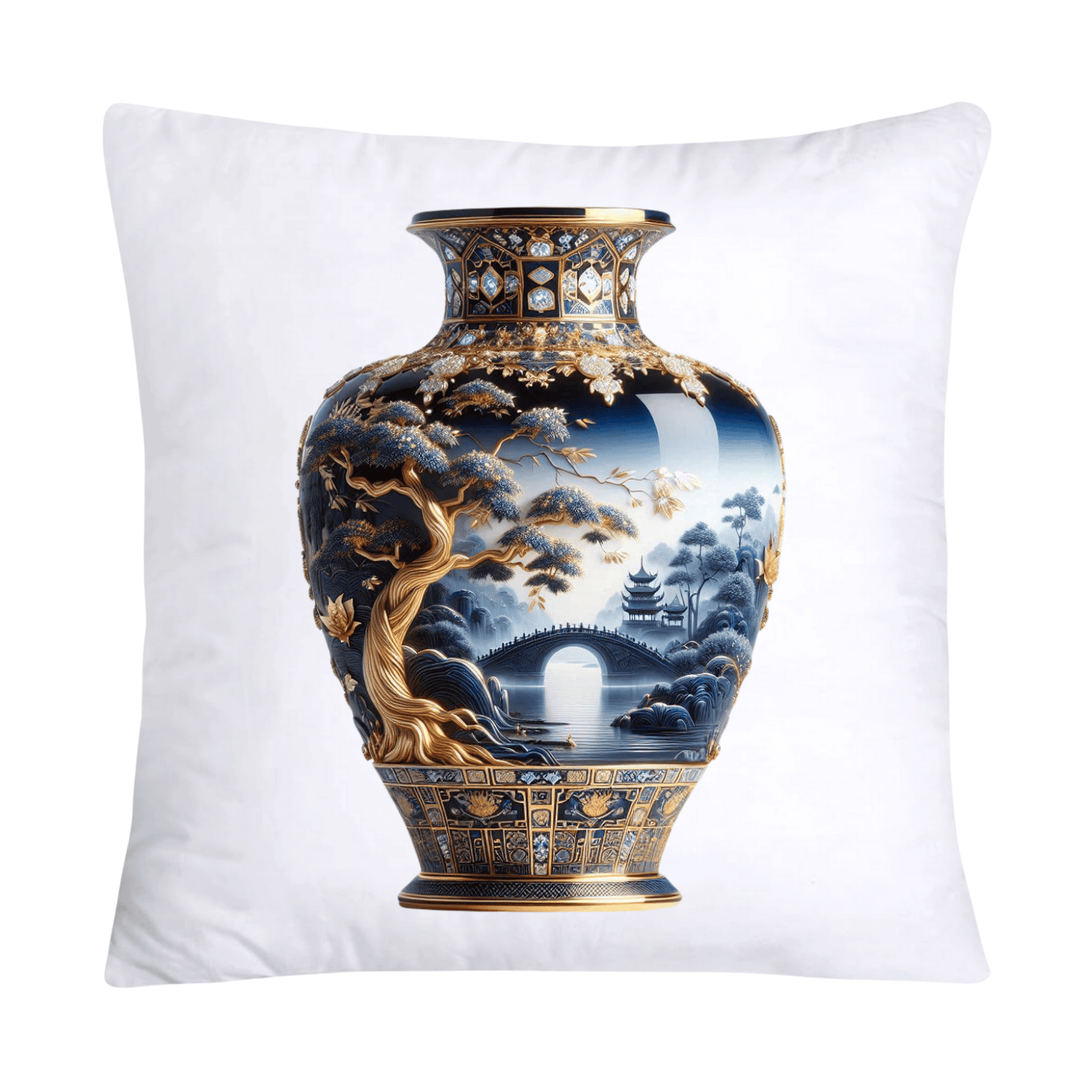18x18 Blue Willow Chinoiserie Elegant Vase Pillow Covers-5231