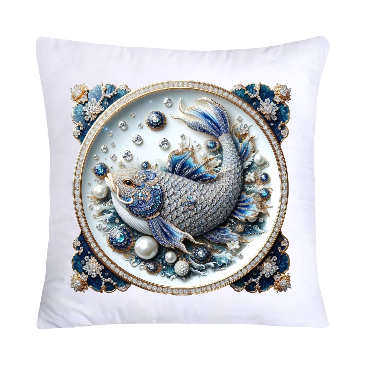 Blue Willow Stunning Koi Fish Pillow Covers 18x18-5109