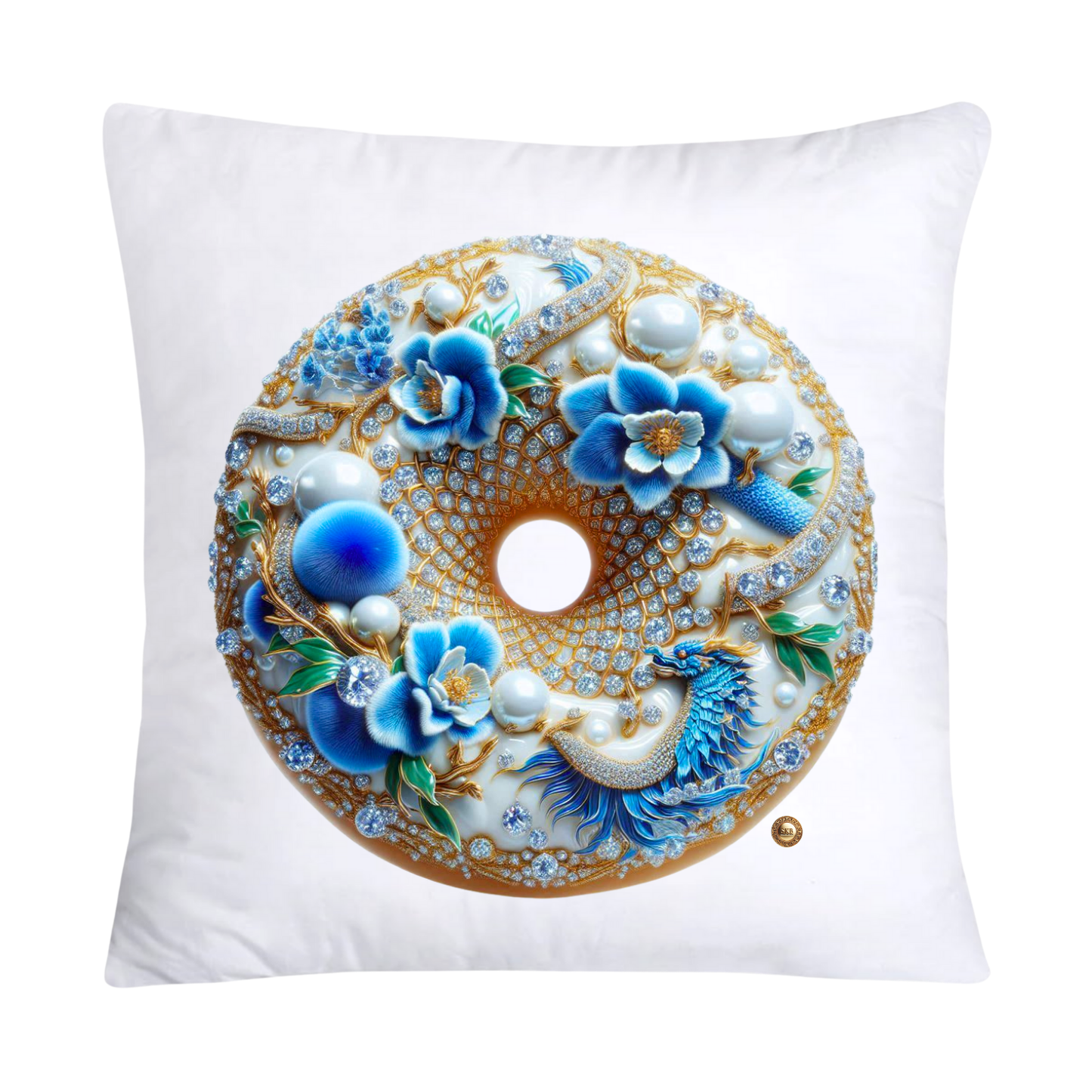 Blue Willow Whimsical Donut Throw Pillow Covers 18X18-2208