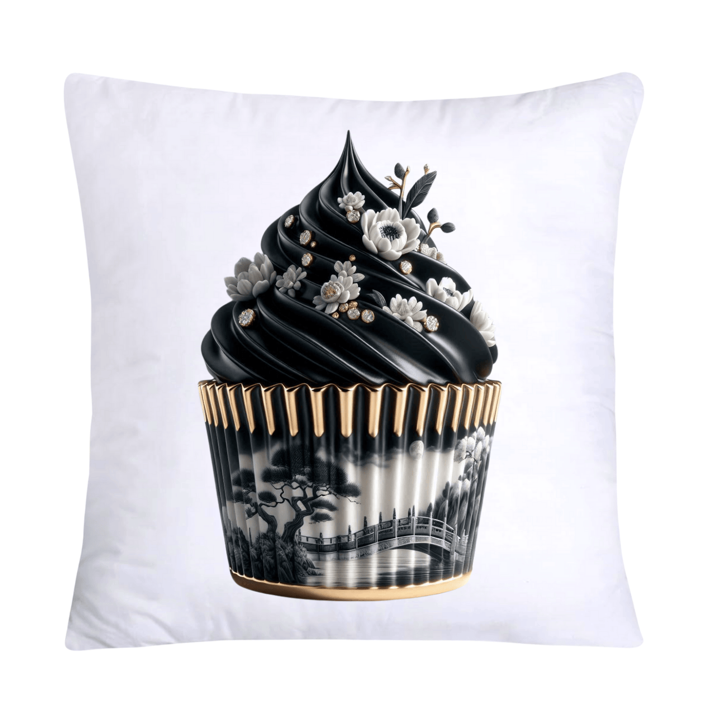 Black Willow Chinoiserie Cupcake 18x18 Throw Pillow Covers-6004