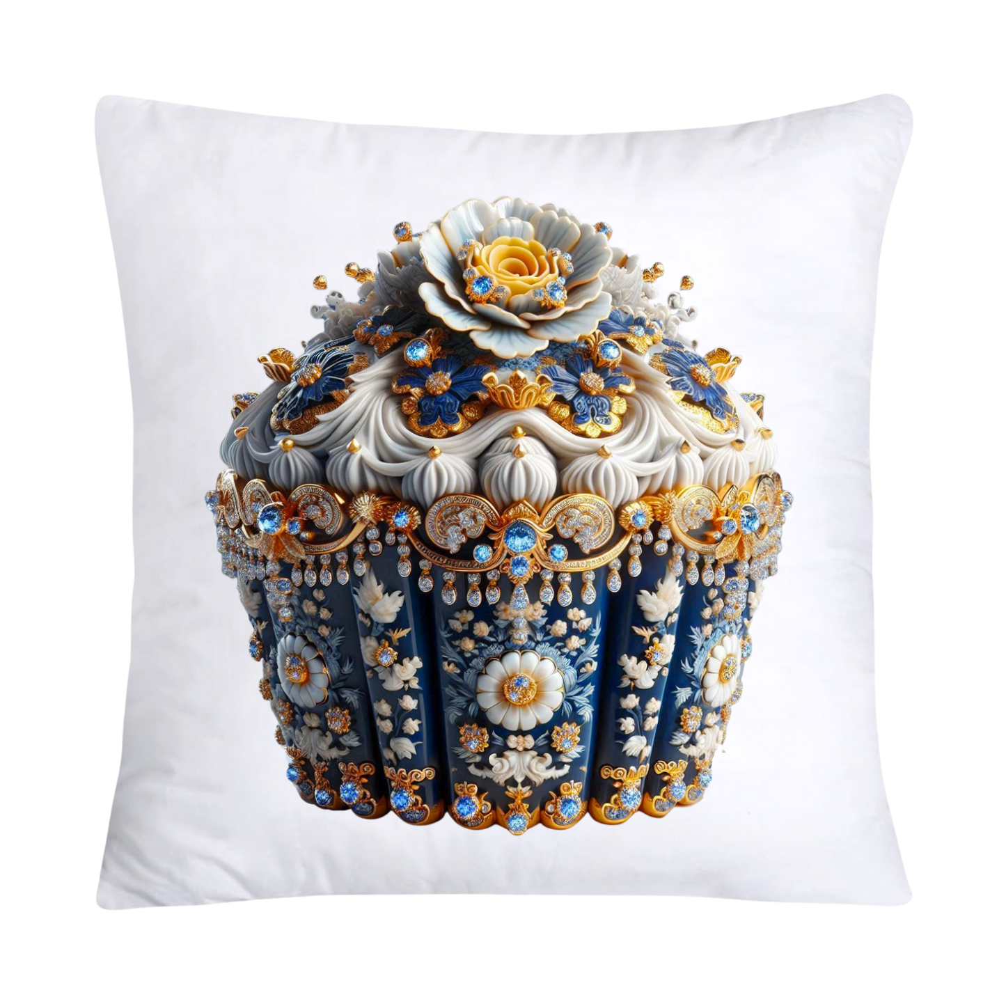 Blue and Yellow Willow 18x18 Chinoiserie Cupcake Throw Pillow Covers-5022