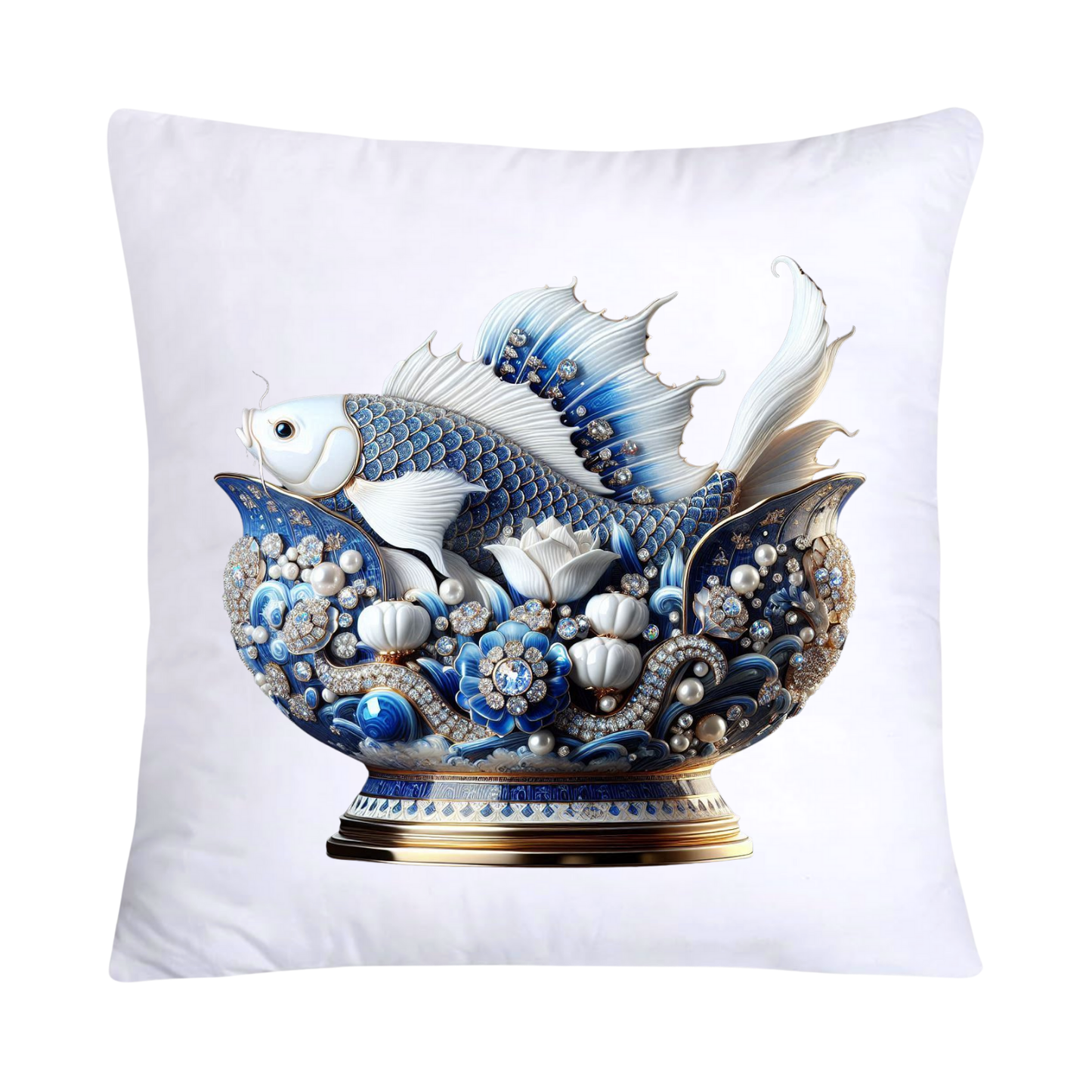 Blue Willow Stunning Koi Fish Pillow Covers 18x18-5068