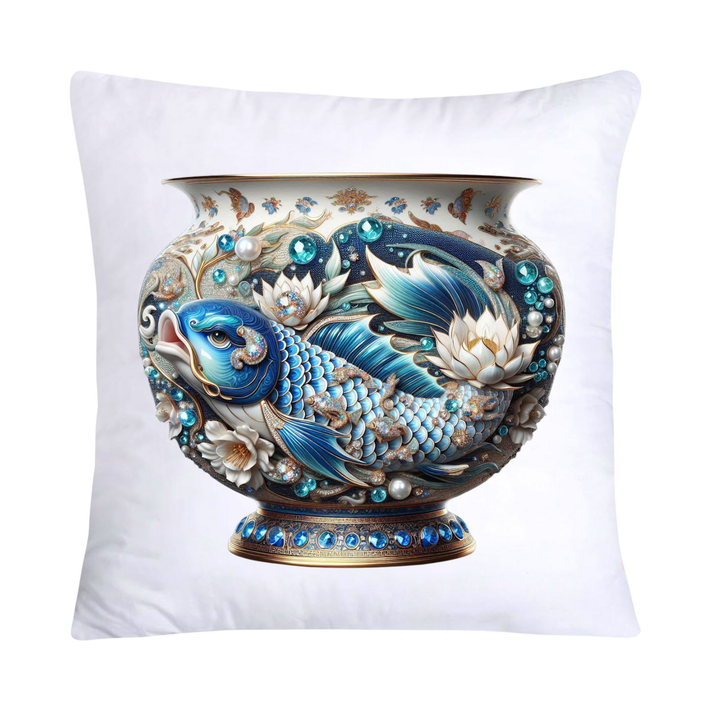 Blue Willow Stunning Koi Fish Pillow Covers 18x18-5092