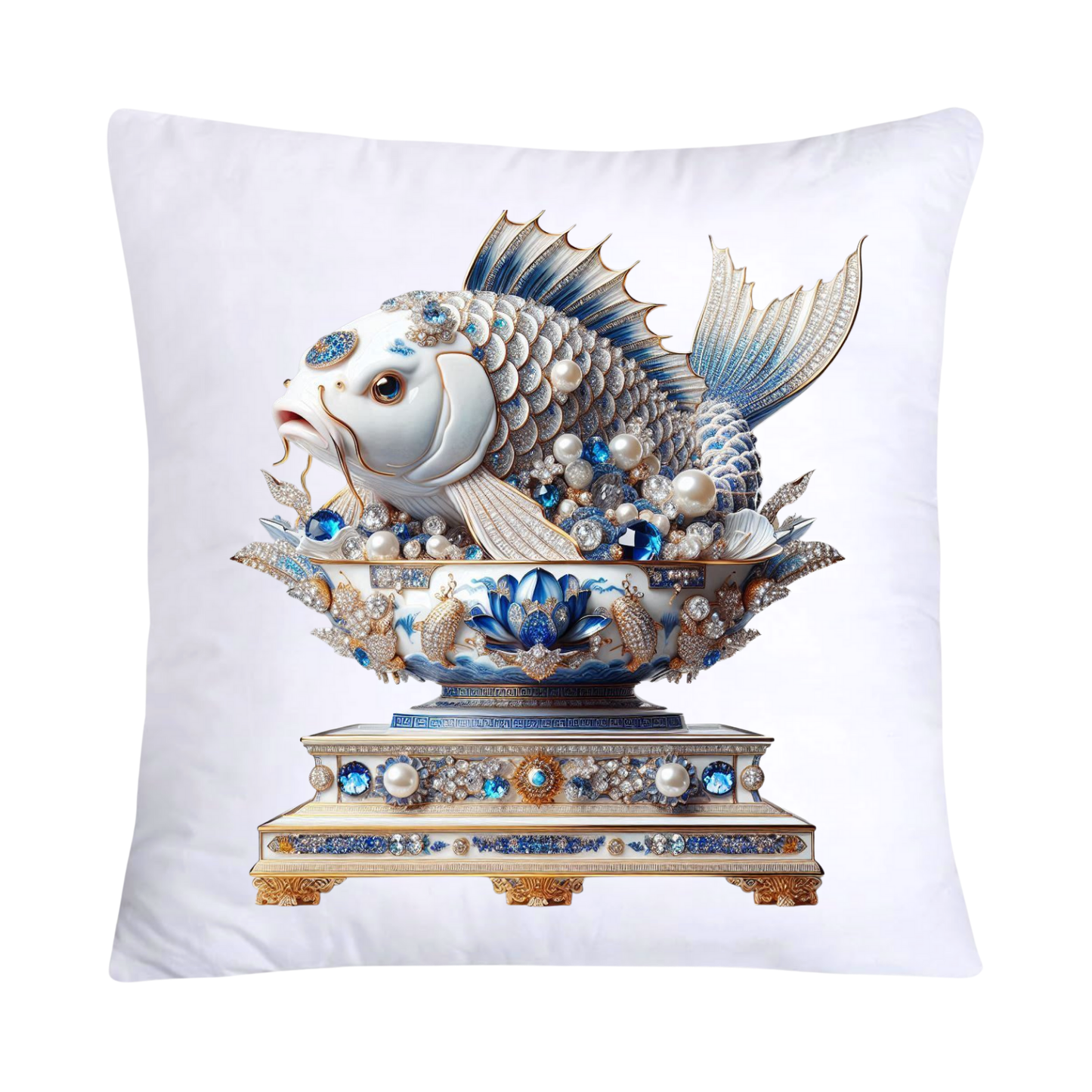 Blue Willow Stunning Koi Fish Pillow Covers 18x18-5095