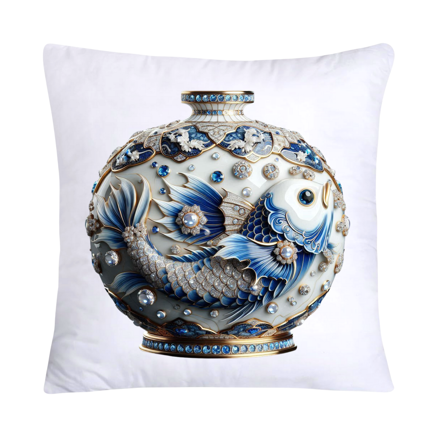 Blue Willow Stunning Koi Fish Pillow Covers 18x18-5086