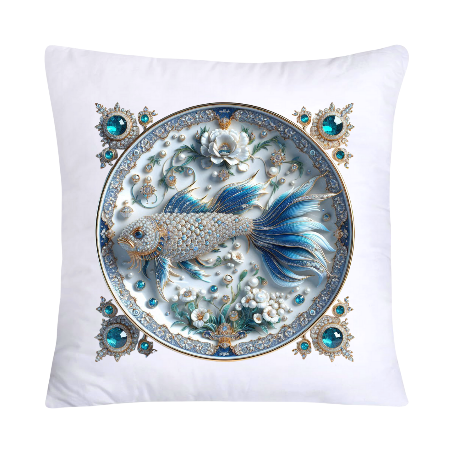 Blue Willow Stunning Koi Fish Pillow Covers 18x18-5122