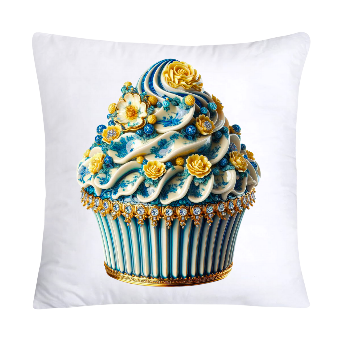 Blue and Yellow Willow 18x18 Chinoiserie Cupcake Throw Pillow Covers-5049