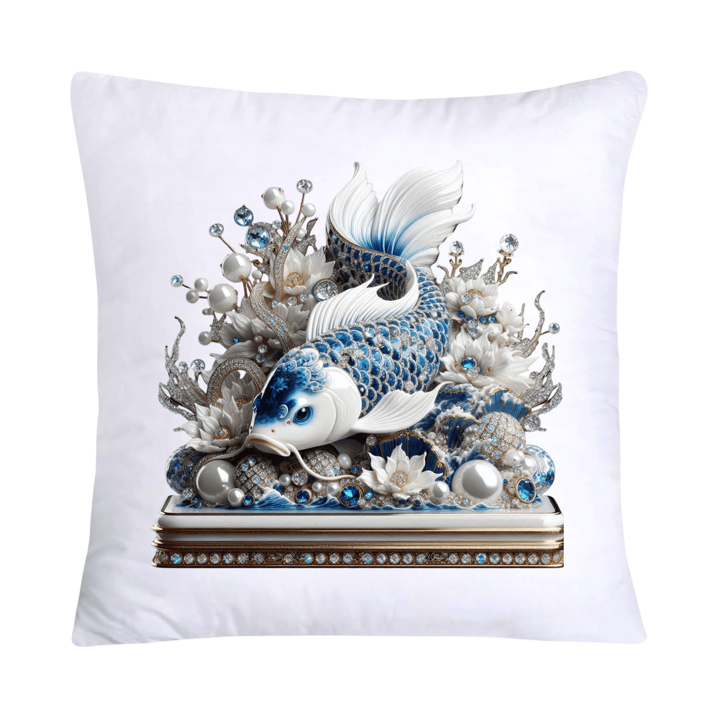 Blue Willow Stunning Koi Fish Pillow Covers 18x18-5159